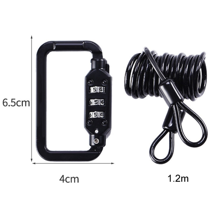 Universal Safety Code Wire Rope Helmet Lock for Motorcycles Bicycles, Black+Storage Bag - Bicycle Locks & Bicycle Pumps by PMC TechLife | Online Shopping South Africa | PMC TechLife