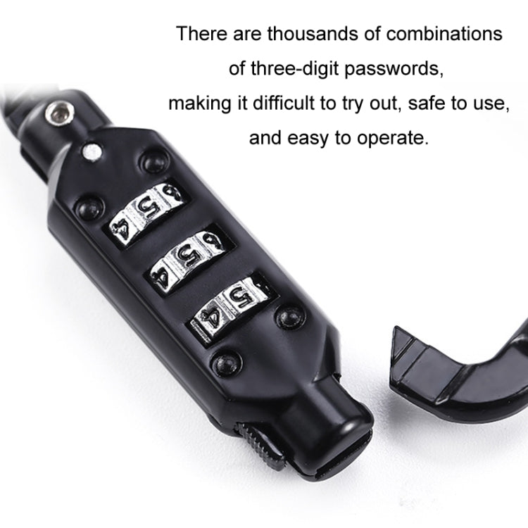 Universal Safety Code Wire Rope Helmet Lock for Motorcycles Bicycles, Black+Storage Bag - Bicycle Locks & Bicycle Pumps by PMC TechLife | Online Shopping South Africa | PMC TechLife