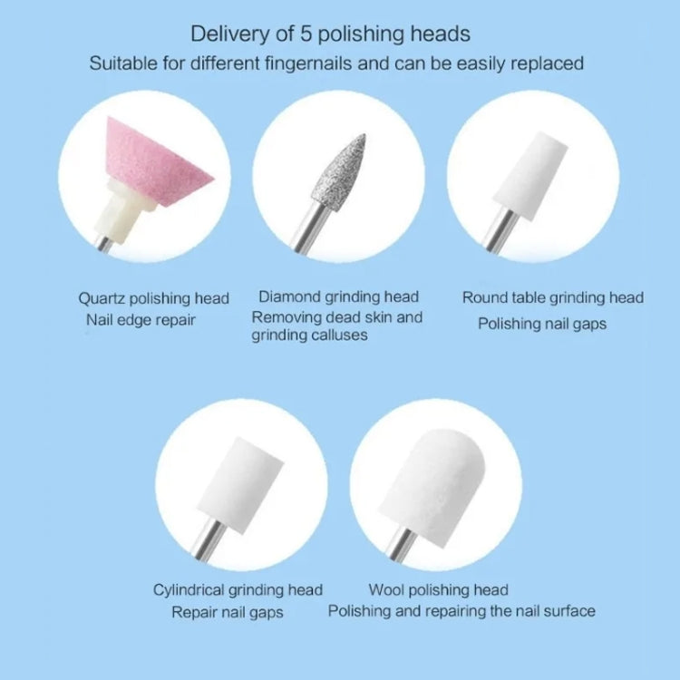 M3 USB Charging Portable Electric Nail Polisher Nail Art Tools Home Nail Art Instrument(White) - Grinding Tools & Accessories by PMC Jewellery | Online Shopping South Africa | PMC Jewellery | Buy Now Pay Later Mobicred