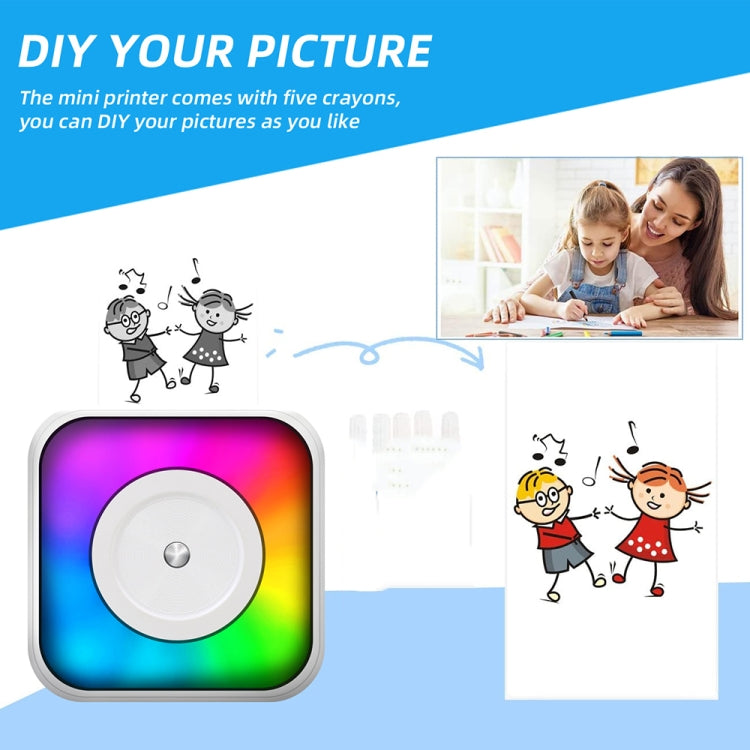 RGB Light Portable Mini Bluetooth Printer Inkless Document Label Printer with 5 Paper+5 Stickers+3 Color Paper - Printer by PMC TechLife | Online Shopping South Africa | PMC TechLife