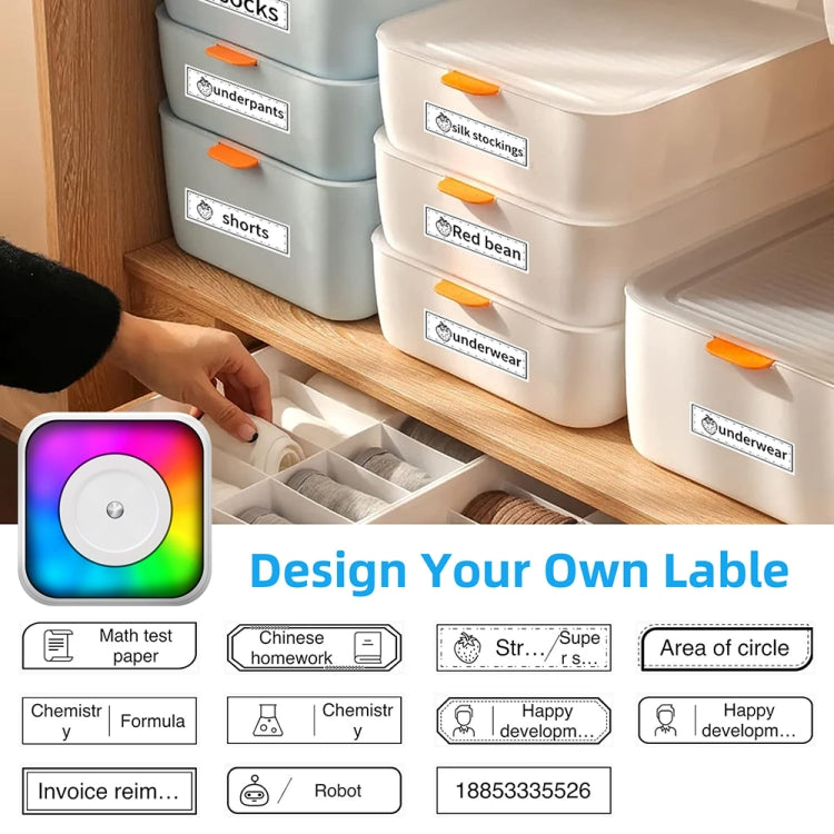 RGB Light Portable Mini Bluetooth Printer Inkless Document Label Printer with 5 Paper+5 Stickers+3 Color Paper - Printer by PMC TechLife | Online Shopping South Africa | PMC TechLife