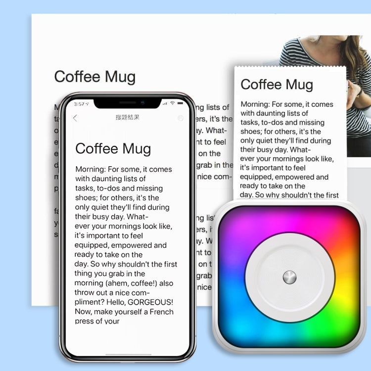 RGB Light Portable Mini Bluetooth Printer Inkless Document Label Printer with 5 Paper+5 Stickers+3 Color Paper - Printer by PMC TechLife | Online Shopping South Africa | PMC TechLife