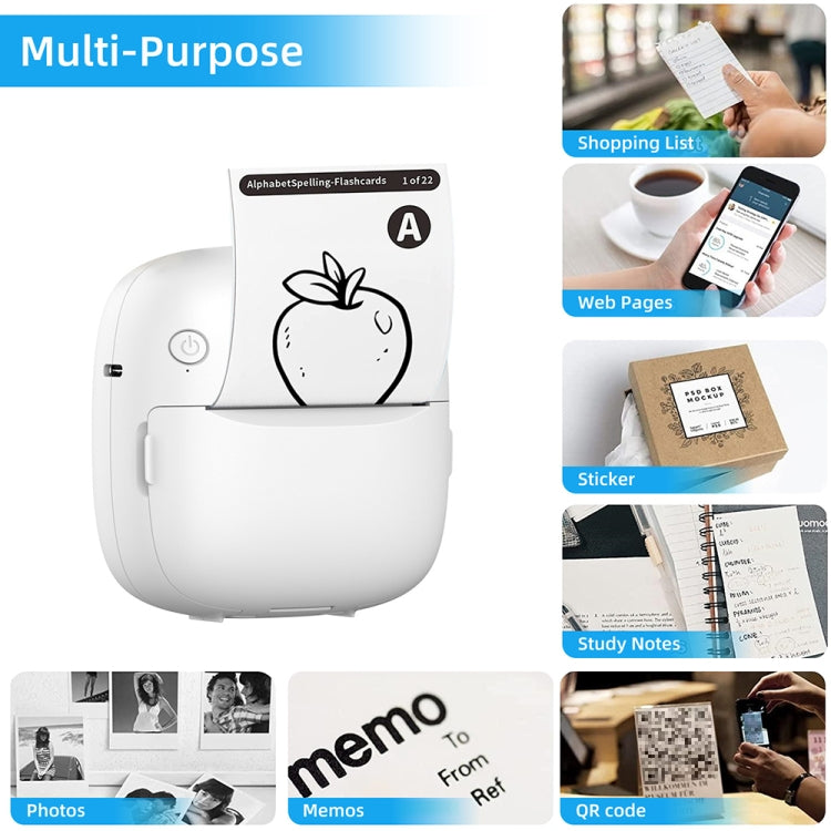 RGB Light Portable Mini Bluetooth Printer Inkless Document Label Printer with 5 Paper+5 Stickers+3 Color Paper - Printer by PMC TechLife | Online Shopping South Africa | PMC TechLife