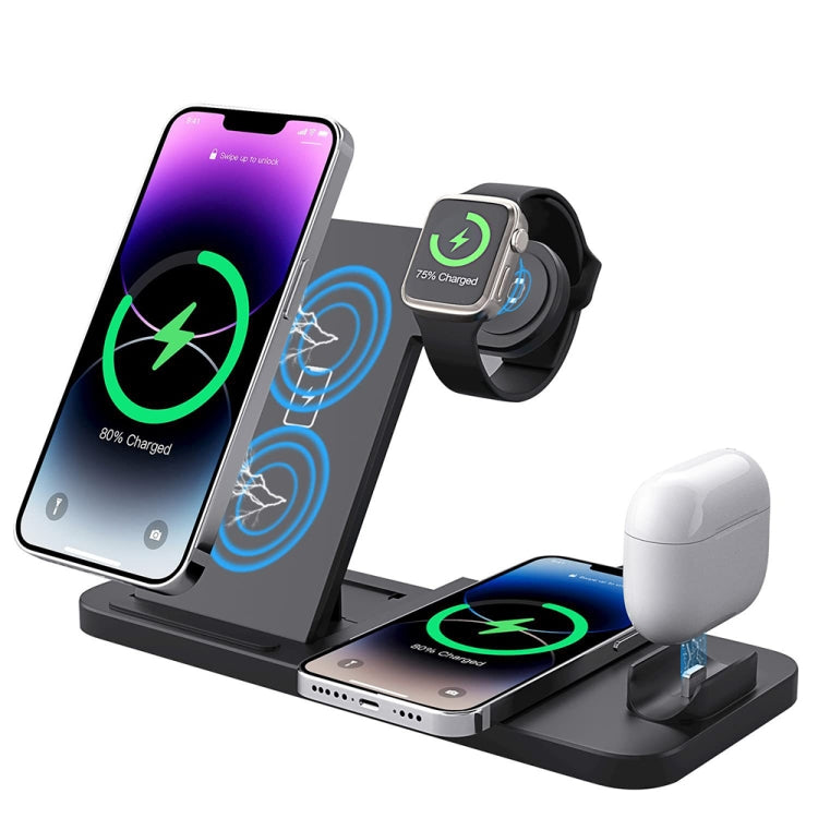 4-in-1 Foldable Desktop Mobile Phone Watch Earphones Wireless Charger(White) - Wireless Charger by PMC Jewellery | Online Shopping South Africa | PMC Jewellery | Buy Now Pay Later Mobicred