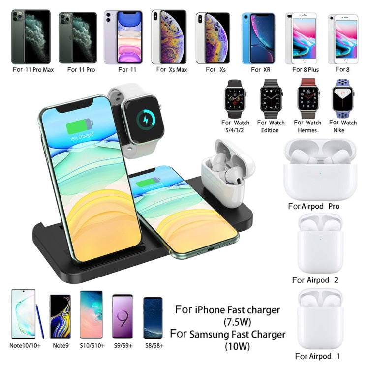 4-in-1 Foldable Desktop Mobile Phone Watch Earphones Wireless Charger(White) - Wireless Charger by PMC Jewellery | Online Shopping South Africa | PMC Jewellery | Buy Now Pay Later Mobicred