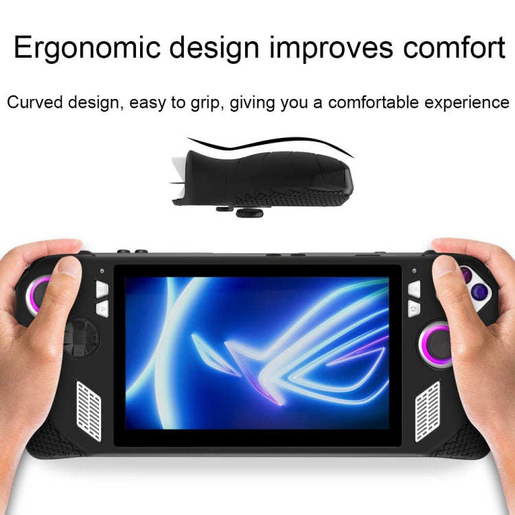 For ASUS ROG Ally Game Console Silicone Protective Cover + Button Cap Set Pocket Gaming Accessories(Black) - Cases by PMC TechLife | Online Shopping South Africa | PMC TechLife | Buy Now Pay Later Mobicred