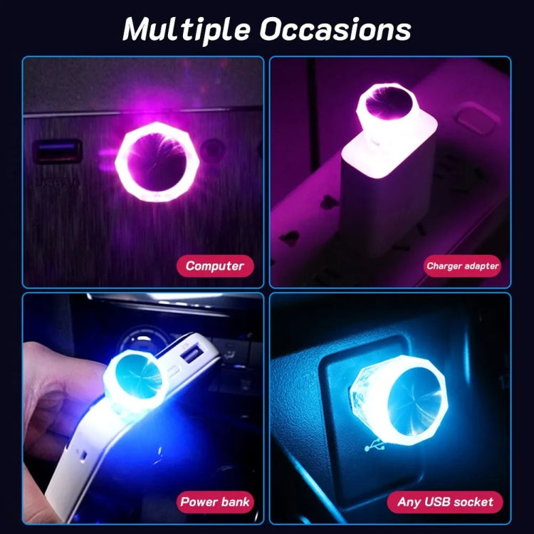 Car Diamond Model USB Ambient Light Charge-Free Plug And Play LED Decorative Lights(White Light) - Atmosphere lights by PMC TechLife | Online Shopping South Africa | PMC TechLife | Buy Now Pay Later Mobicred