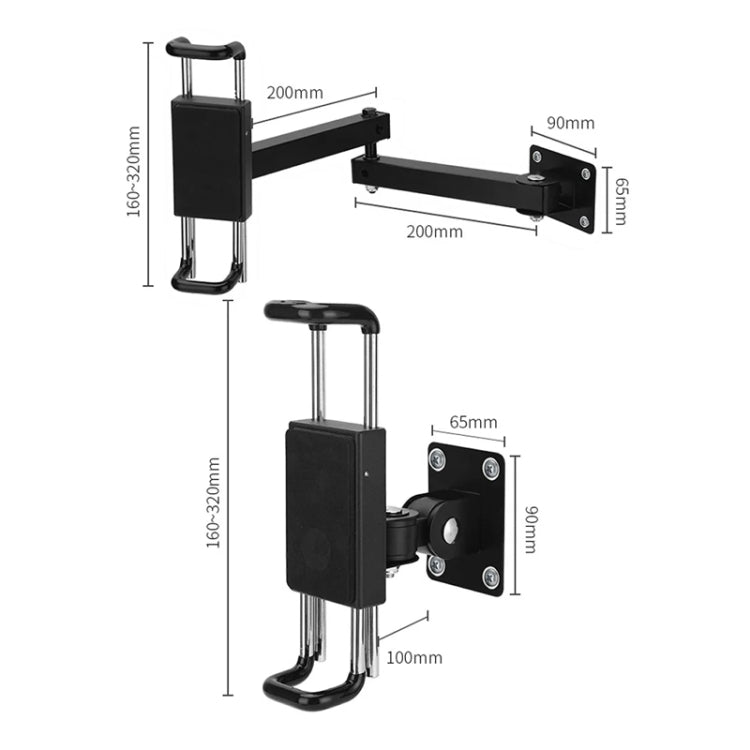 Tablet Wall Mount Holder Foldable Extendable Aluminum Alloy Mount With Anti Theft Security Lock - Lazy Bracket by PMC TechLife | Online Shopping South Africa | PMC TechLife