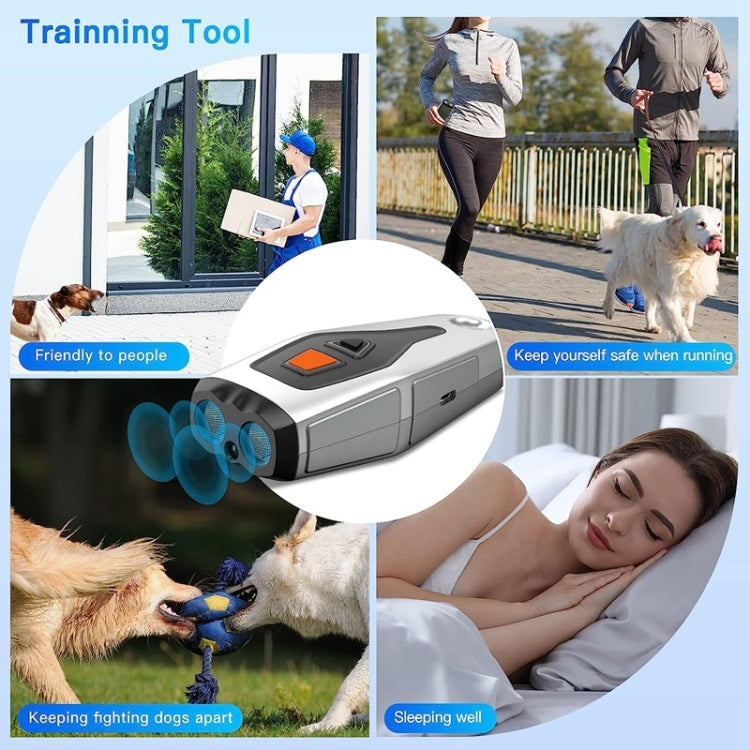 Dual Probe Dual Drive Ultrasonic Stop Barker Pet Trainer(Silver Gray) - Training Aids by PMC Jewellery | Online Shopping South Africa | PMC Jewellery | Buy Now Pay Later Mobicred