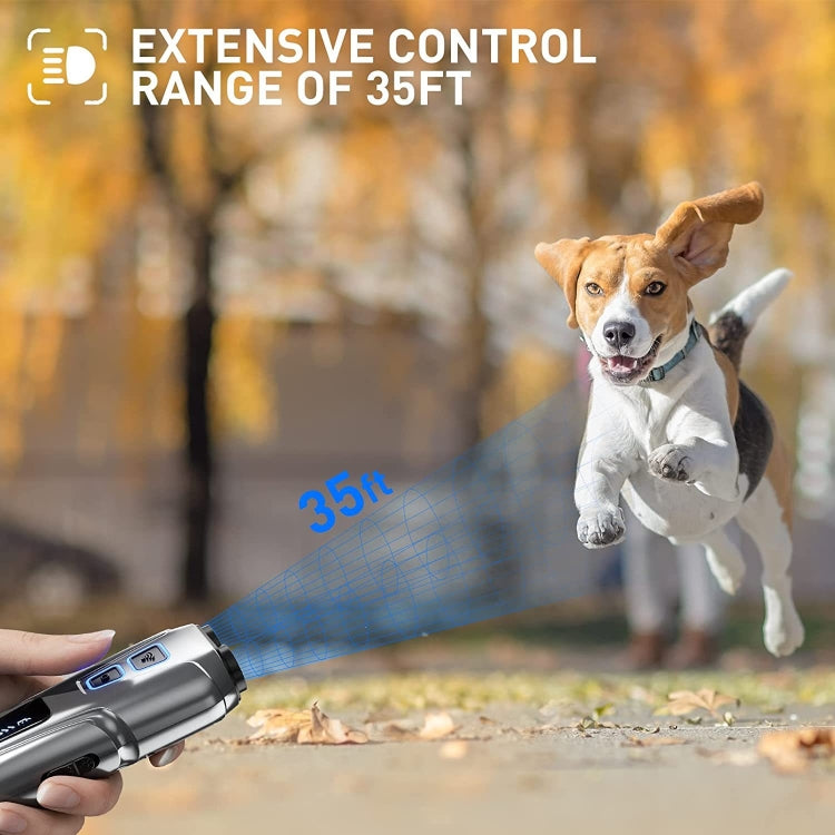 Dog Repeller Ultrasonic Pet Anti-Barking Training Device High Power Dog Repellent With LED Flashlight(Gray) - free shipping - PMC TechLife - Order now!