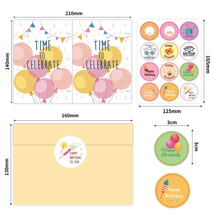 24pcs /Set Happy Birthday Greeting Card With Envelopes And Stickers Set(KP002) - Cards & Invitations by PMC TechLife | Online Shopping South Africa | PMC TechLife
