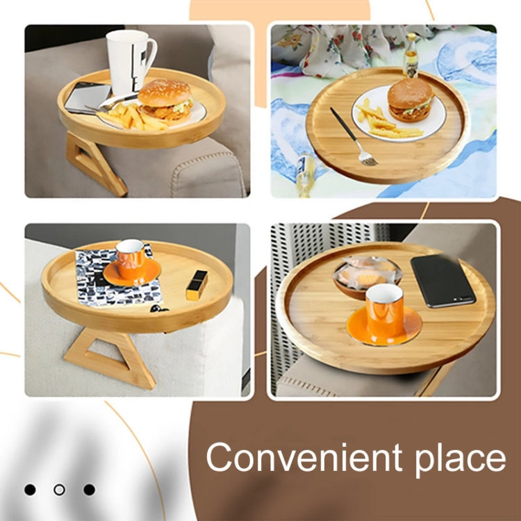 25cm Foldable Sofa Round Tray Home Couch Armrest Pallet, Style: Bamboo - Shelf & Hooks by PMc TechLife | Online Shopping South Africa | PMc TechLife | Buy Now Pay Later Mobicred