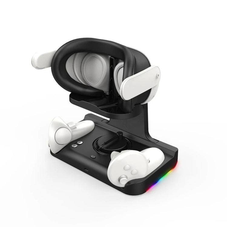 For Meta Quest 3 Headset Charging Base with Dazzle Lights VR Grip Charging Stand(White) - VR Accessories by PMC TechLife | Online Shopping South Africa | PMC TechLife | Buy Now Pay Later Mobicred