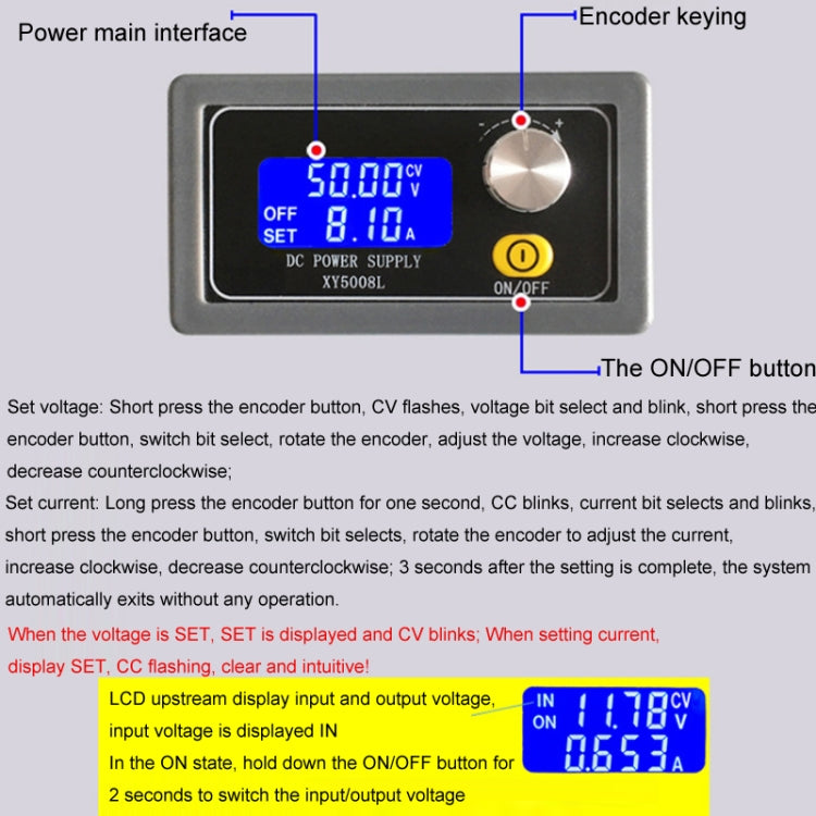 50V 8A DC Numerical Control Lithium Battery Step-Down Power Supply, Model: XY5008L With Case - Power Module by PMC TechLife | Online Shopping South Africa | PMC TechLife