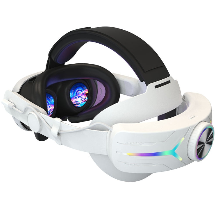 For Meta Quest 3 USB Rechargeable RGB Lighting Effect Adjustable Foldable Headset(White) - VR Accessories by PMC TechLife | Online Shopping South Africa | PMC TechLife