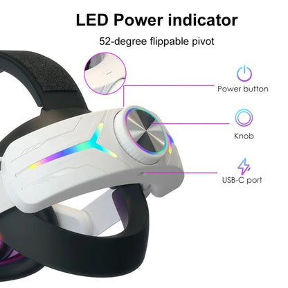 For Meta Quest 3 USB Rechargeable RGB Lighting Effect Adjustable Foldable Headset(Elite) - VR Accessories by PMC Jewellery | Online Shopping South Africa | PMC Jewellery | Buy Now Pay Later Mobicred