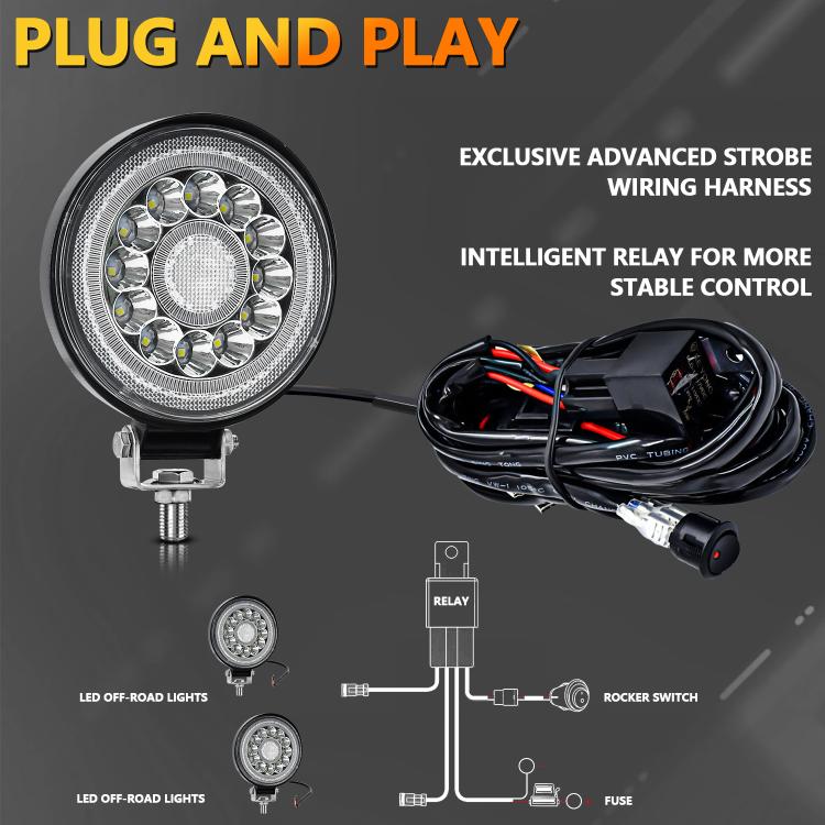 4 Inch Round Mixed Luminous Double-Circle Angel Eye Work Light(E10 1pair) - free shipping - PMc TechLife - Order now!