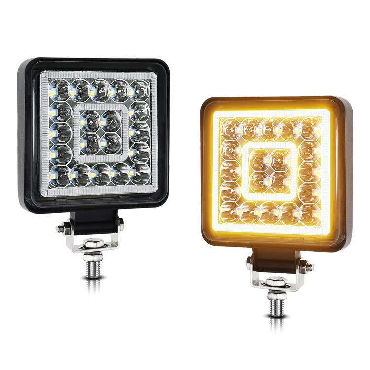 4 Inch Square Mixed Light Double-Circle Angel Eye Work Light(E10 1pair) - Work Lights by PMc TechLife | Online Shopping South Africa | PMc TechLife | Buy Now Pay Later Mobicred