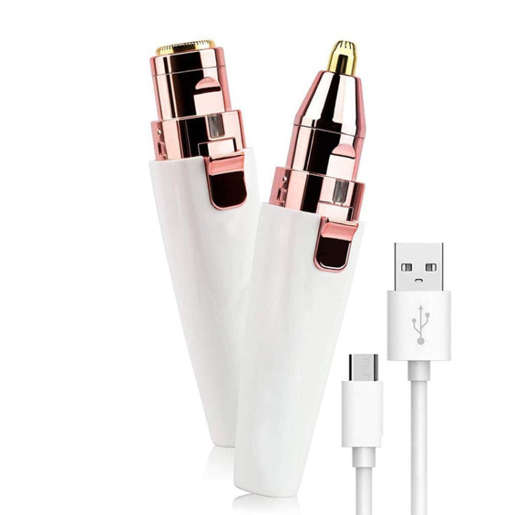 2 In 1 Electrical Eyebrow Trimmer Ladies Shaver Eyebrow Shapers, Model: USB Charging White - Hair Removal by PMC TechLife | Online Shopping South Africa | PMC TechLife | Buy Now Pay Later Mobicred