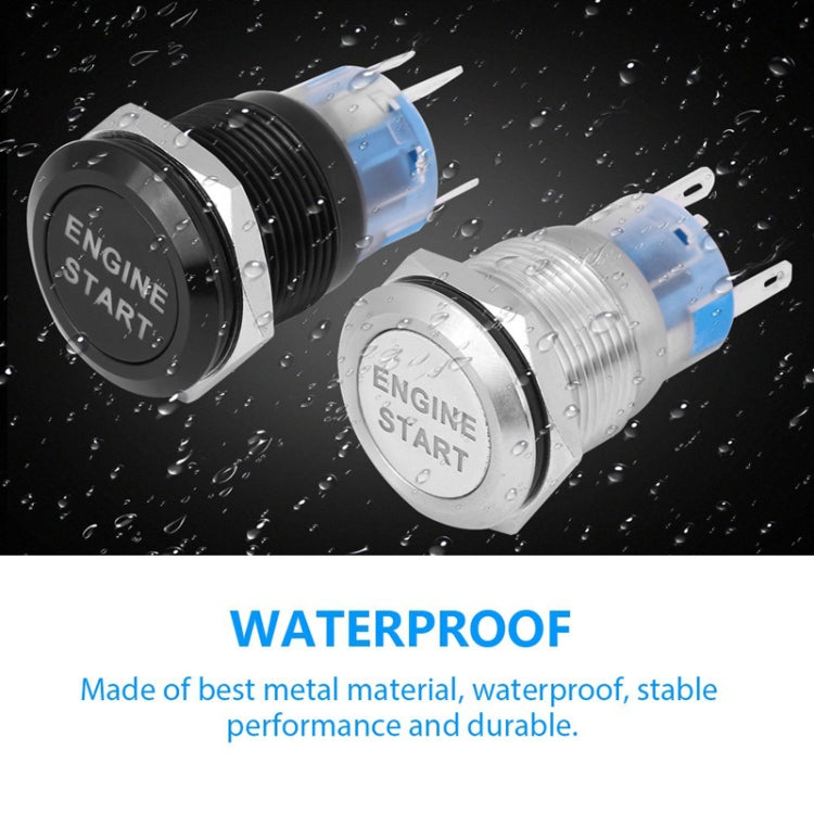 19MM Car Modification One-Button Start Switch Waterproof LED Metal Button(Black) - Car Switches by PMC TechLife | Online Shopping South Africa | PMC TechLife | Buy Now Pay Later Mobicred