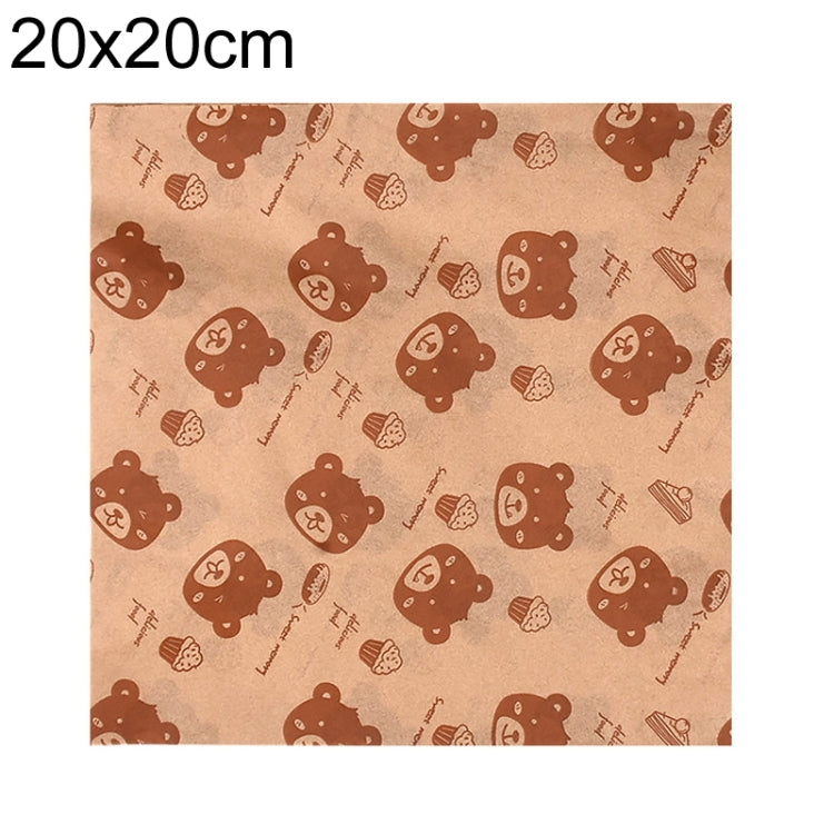 100sheets /Pack Bear Pattern Greaseproof Paper Baking Wrapping Paper Food Basket Liners Paper 20x20cm - Retail Packaging by PMc TechLife | Online Shopping South Africa | PMc TechLife | Buy Now Pay Later Mobicred