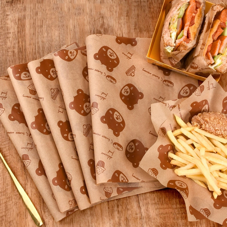 100sheets /Pack Bear Pattern Greaseproof Paper Baking Wrapping Paper Food Basket Liners Paper 18x18cm - Retail Packaging by PMc TechLife | Online Shopping South Africa | PMc TechLife | Buy Now Pay Later Mobicred