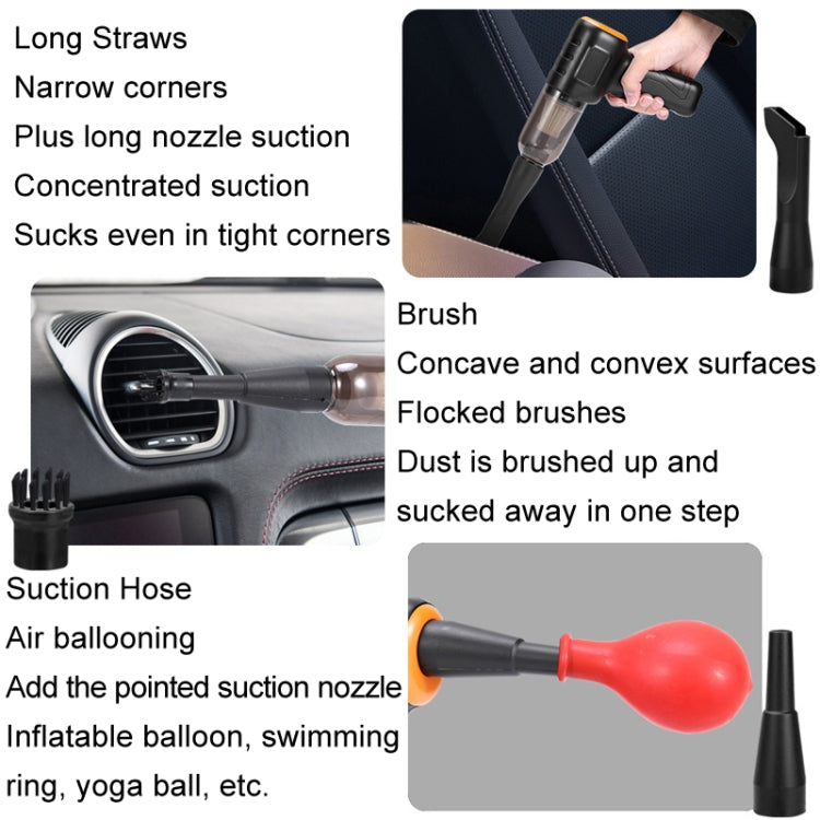 Car Vacuum Cleaner Large Suction Power Wireless Pump Inflatable Blower Handheld Small Vacuum Cleaner, Style: Brushless 260W+4 Filters+Air Bag (Black) - Vacuum Cleaner by PMC Jewellery | Online Shopping South Africa | PMC Jewellery | Buy Now Pay Later Mobicred