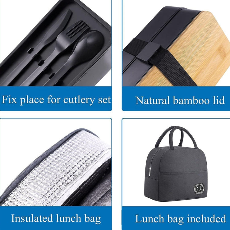 1200ml Portable Compartment Insulated Double Layer Lunch Box Microwavable Plastic Food Container, Color: With Insulation Bag White - Cutlery Sets by PMC TechLife | Online Shopping South Africa | PMC TechLife