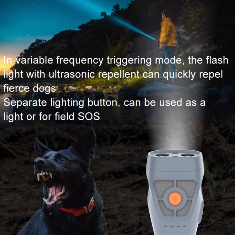Dual Ultrasonic Repeller Pet Stop Barker With Mobile Power Supply Flashing Lighting Horn Function(Grey) - Training Aids by PMC TechLife | Online Shopping South Africa | PMC TechLife | Buy Now Pay Later Mobicred