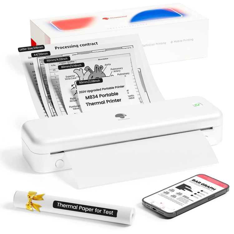 Phomemo M834 Wireless Bluetooth Thermal Printer Support Multi-Size Thermal Paper - free shipping - PMC TechLife - Order now!