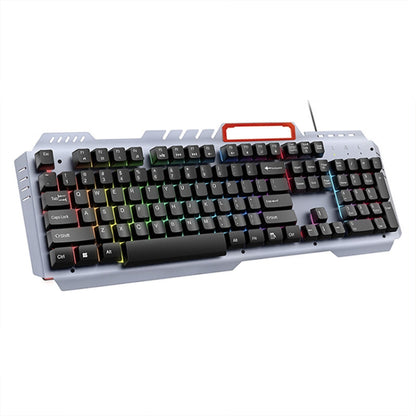 T-WOLF 130cm Line Length Cool Lighting Effect Metal Plate Gaming Wired Keyboard With Phone Holder(T16) - Wired Keyboard by T-WOLF | Online Shopping South Africa | PMC Jewellery | Buy Now Pay Later Mobicred