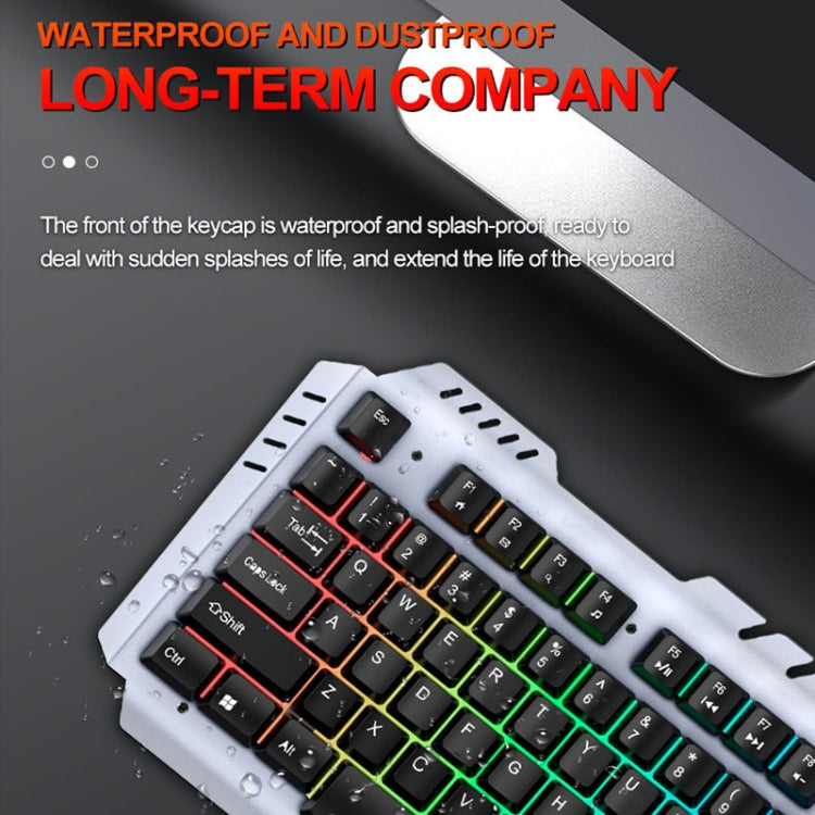 T-WOLF 130cm Line Length Cool Lighting Effect Metal Plate Gaming Wired Keyboard With Phone Holder(T16) - Wired Keyboard by T-WOLF | Online Shopping South Africa | PMC Jewellery | Buy Now Pay Later Mobicred