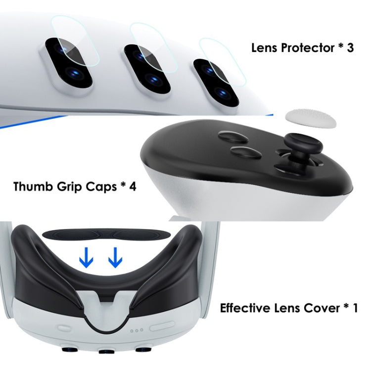 For Meta Quest 3 PC Protective Shell, Style: 7 In 1 (Ordinary Transparent Black) - VR Accessories by PMC TechLife | Online Shopping South Africa | PMC TechLife | Buy Now Pay Later Mobicred