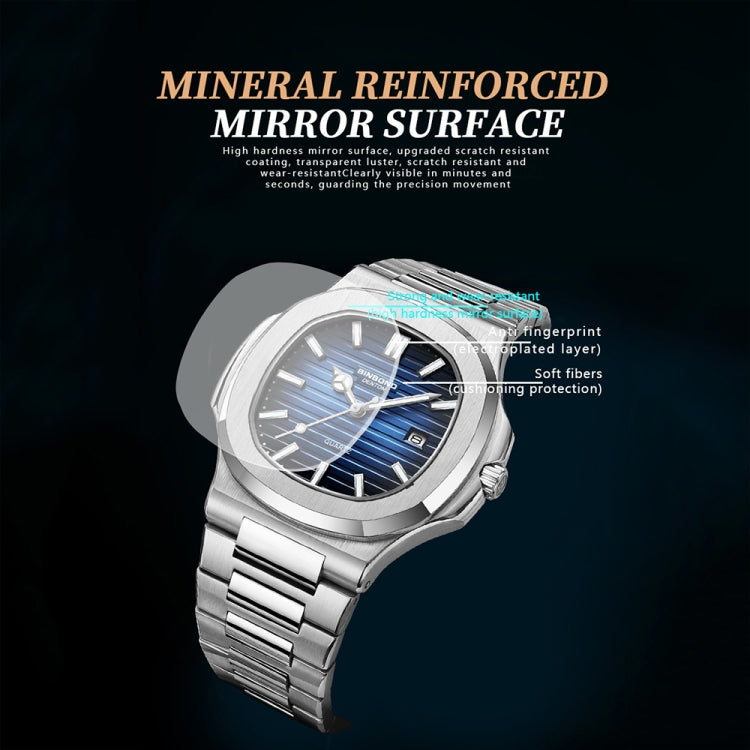 BINBOND B1885 30m Waterproof Retro Luminous Square Men Quartz Watch, Color: White Steel-Blue - Metal Strap Watches by BINBOND | Online Shopping South Africa | PMC Jewellery | Buy Now Pay Later Mobicred