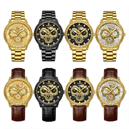 BINBOND B3030 Embossed Dragon Luminous Waterproof Quartz Watch, Color: Full-gold Gold - Metal Strap Watches by BINBOND | Online Shopping South Africa | PMC Jewellery | Buy Now Pay Later Mobicred