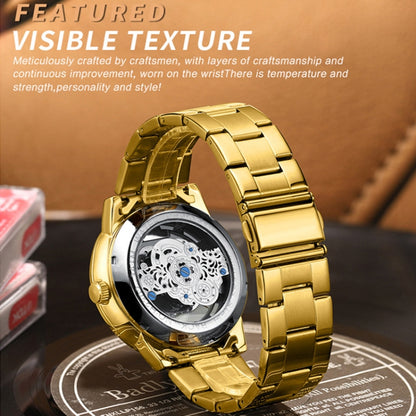 BINBOND B3030 Embossed Dragon Luminous Waterproof Quartz Watch, Color: Brown Leather-Full-gold-White - Leather Strap Watches by BINBOND | Online Shopping South Africa | PMC Jewellery | Buy Now Pay Later Mobicred