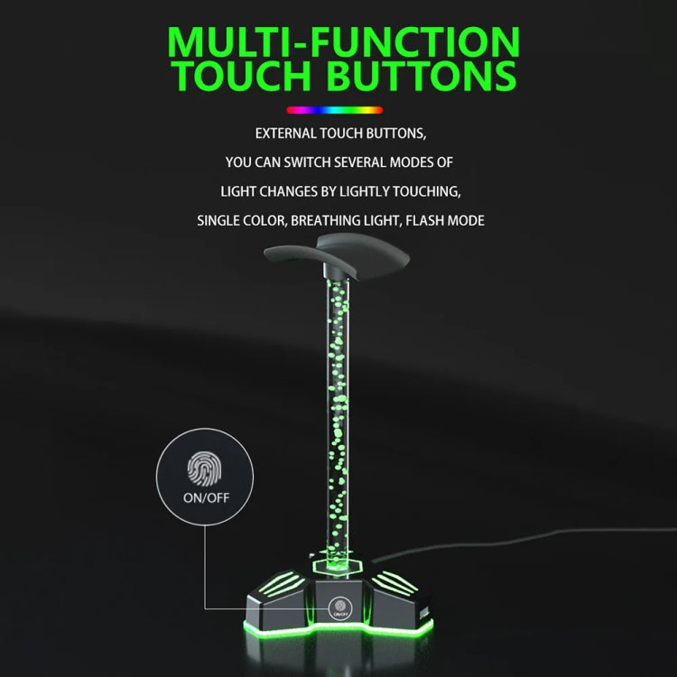 RGB Lighted Headphone Stand With Ambient Light USB Expansion Port Headphone Display Bracket, Style: Without 3.5mm Port - Headset Stand by PMC Jewellery | Online Shopping South Africa | PMC Jewellery