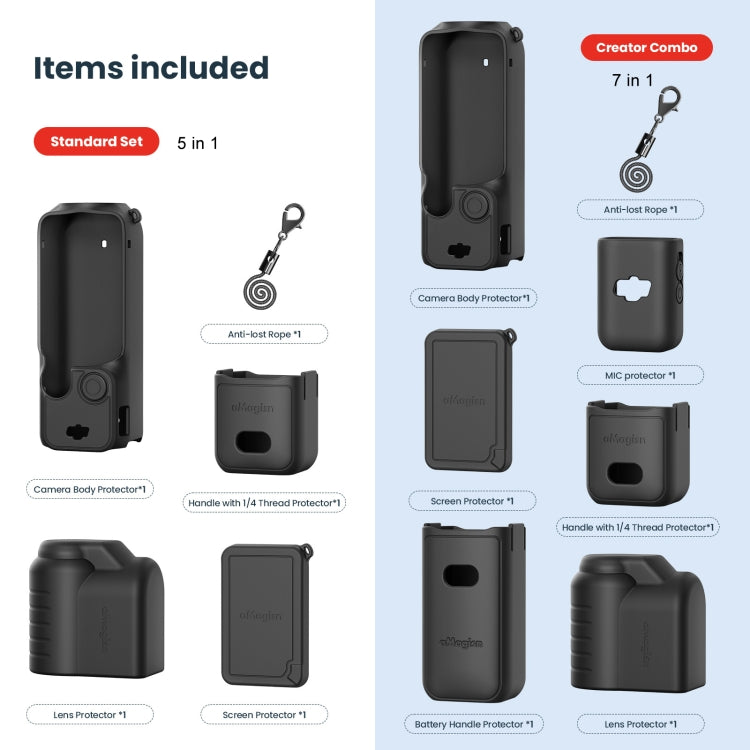 For DJI Osmo Pocket 3 AMagisn Silicone Protection Case Movement Camera Accessories, Style: 5 In 1 Blue - Case & Bags by aMagisn | Online Shopping South Africa | PMC Jewellery | Buy Now Pay Later Mobicred