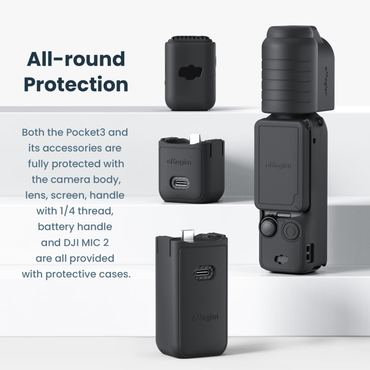 For DJI Osmo Pocket 3 AMagisn Silicone Protection Case Movement Camera Accessories, Style: 7 In 1 Black - Case & Bags by aMagisn | Online Shopping South Africa | PMC Jewellery | Buy Now Pay Later Mobicred