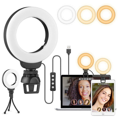 YRing48 4-Inch 48LEDs Laptop Camera Video Conference Live Beauty Ring Fill Light, Spec: Clip Set - Selfie Light by PMC Jewellery | Online Shopping South Africa | PMC Jewellery | Buy Now Pay Later Mobicred