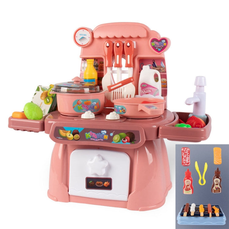 24 In 1 Childre Mini Kitchen Toys Girls Simulation Play House Cooking Kitchen Set, Model: With 14pcs Barbecue Pink - Pretend Play Toys by PMC Jewellery | Online Shopping South Africa | PMC Jewellery | Buy Now Pay Later Mobicred