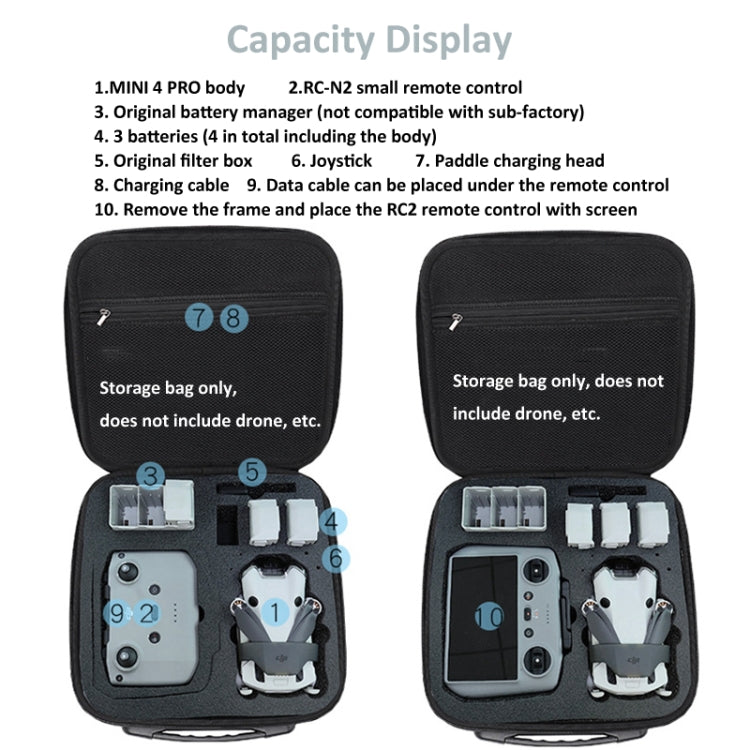 For DJI Mini 4 Pro Drone Storage Bag Box Shoulder Bag Suitcase(Black) - Carry Cases & Bags by PMC TechLife | Online Shopping South Africa | PMC TechLife | Buy Now Pay Later Mobicred