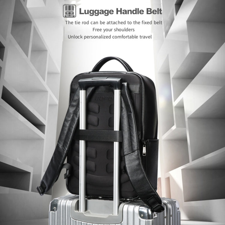 Bopai 61-123311 Large-Capacity First-Layer Cowhide Business Laptop Backpack(Black) - free shipping - PMC Jewellery - Order now!