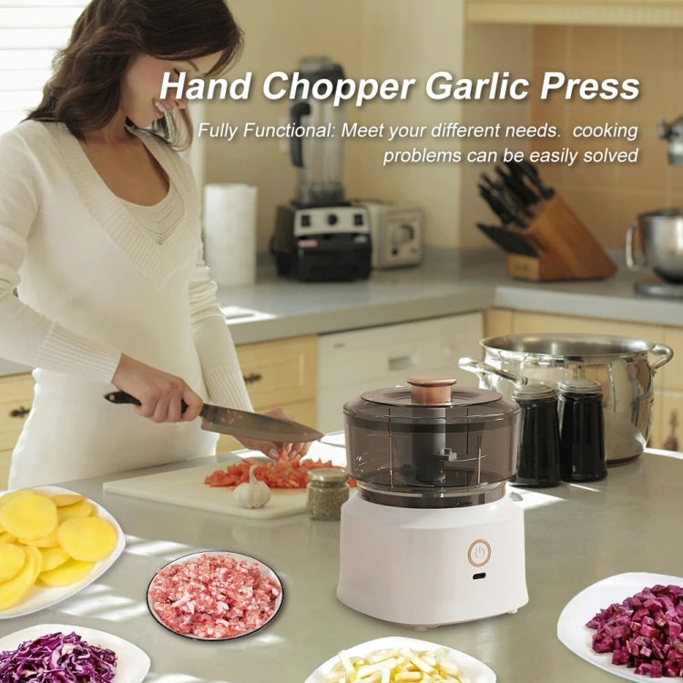 JRQ-01 Home Wireless Electric Meat Grinder Kitchen Garlic Pounder, Size: Electroplated Double-click(Coffee) - Stirrer & Squeezer by PMC TechLife | Online Shopping South Africa | PMC TechLife