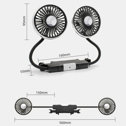 Car Double-head Hose Seat Fan with Light(Black) - Heating & Fans by PMC Jewellery | Online Shopping South Africa | PMC Jewellery | Buy Now Pay Later Mobicred