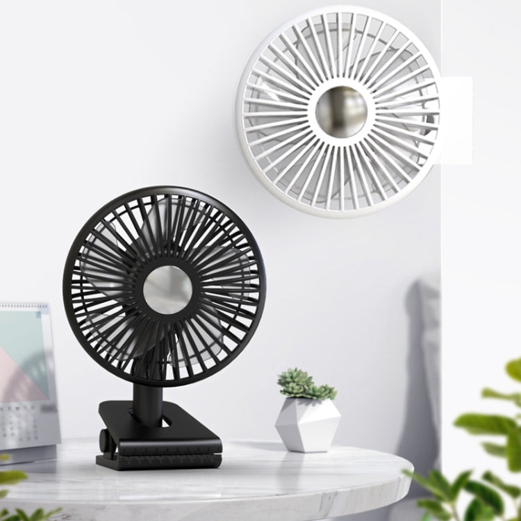 Car Clip-On Rechargeable Electric Oscillating Head Fan With Light(Black) - Heating & Fans by PMC Jewellery | Online Shopping South Africa | PMC Jewellery | Buy Now Pay Later Mobicred