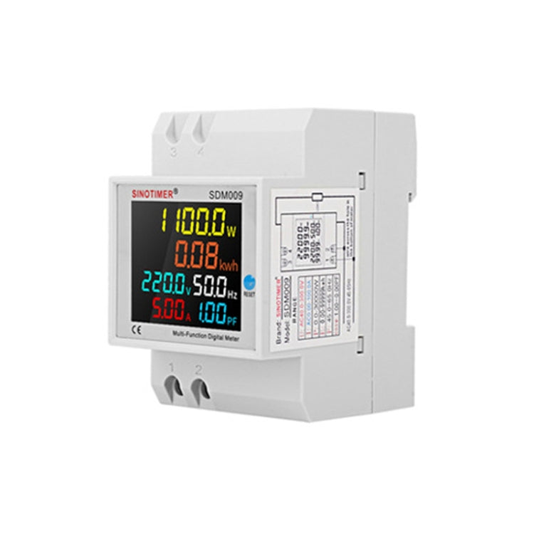 SINOTIMER SDM009 Din Rail Single-Phase Voltage Current Frequency Power Factor Electricity Multifunctional Meter, Model: AC250-450V Built-In - Current & Voltage Tester by SINOTIMER | Online Shopping South Africa | PMC Jewellery | Buy Now Pay Later Mobicred