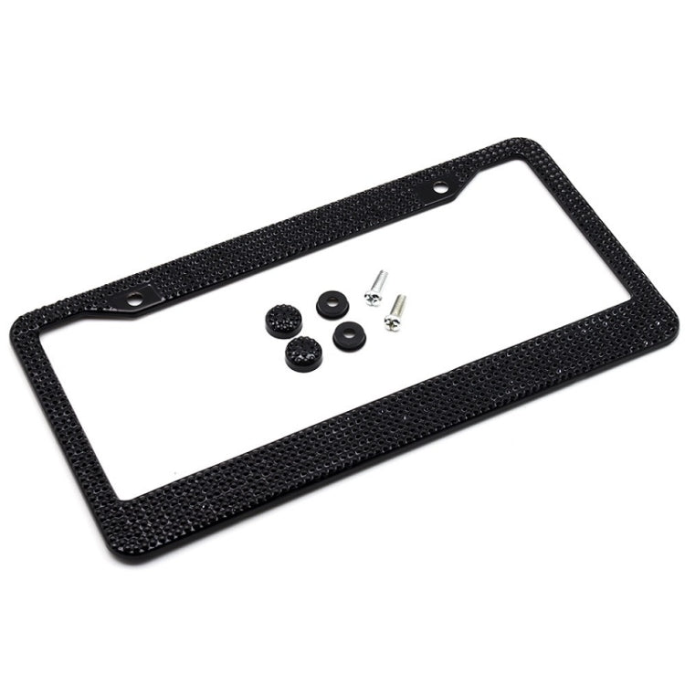 US Standard Stainless Steel License Plate Modified Frame With Diamonds, Color: Round Hole Black Diamond - License Plate Covers & Frames by PMC TechLife | Online Shopping South Africa | PMC TechLife | Buy Now Pay Later Mobicred