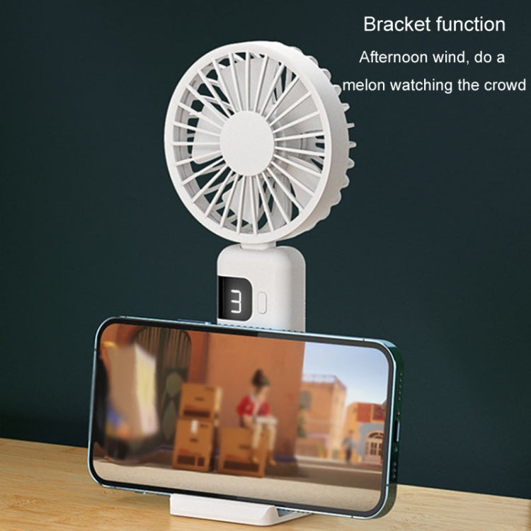 Portable Digital Display Hanging Neck Mute Small Fan USB Charging Handheld Foldable Fan(White) - Electric Fans by PMC Jewellery | Online Shopping South Africa | PMC Jewellery | Buy Now Pay Later Mobicred