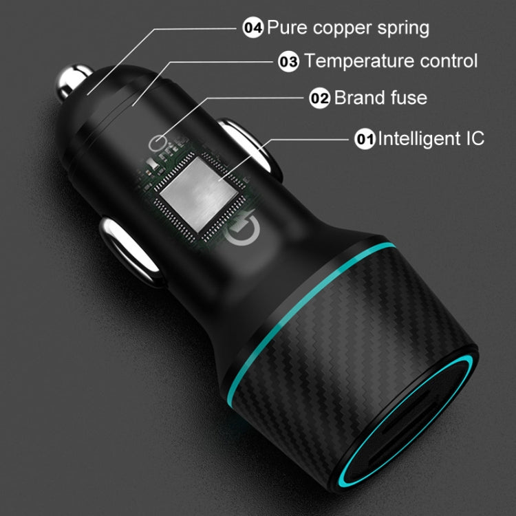 QIAKEY Dual Fast Charging Charger One To Two Cigarette Lighter, Size: TH218 36W(Black) - Car Charger by QIAKEY | Online Shopping South Africa | PMC Jewellery | Buy Now Pay Later Mobicred